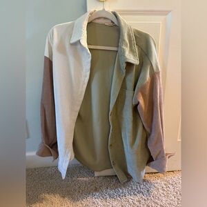 Colorblock Corduroy Button-Up